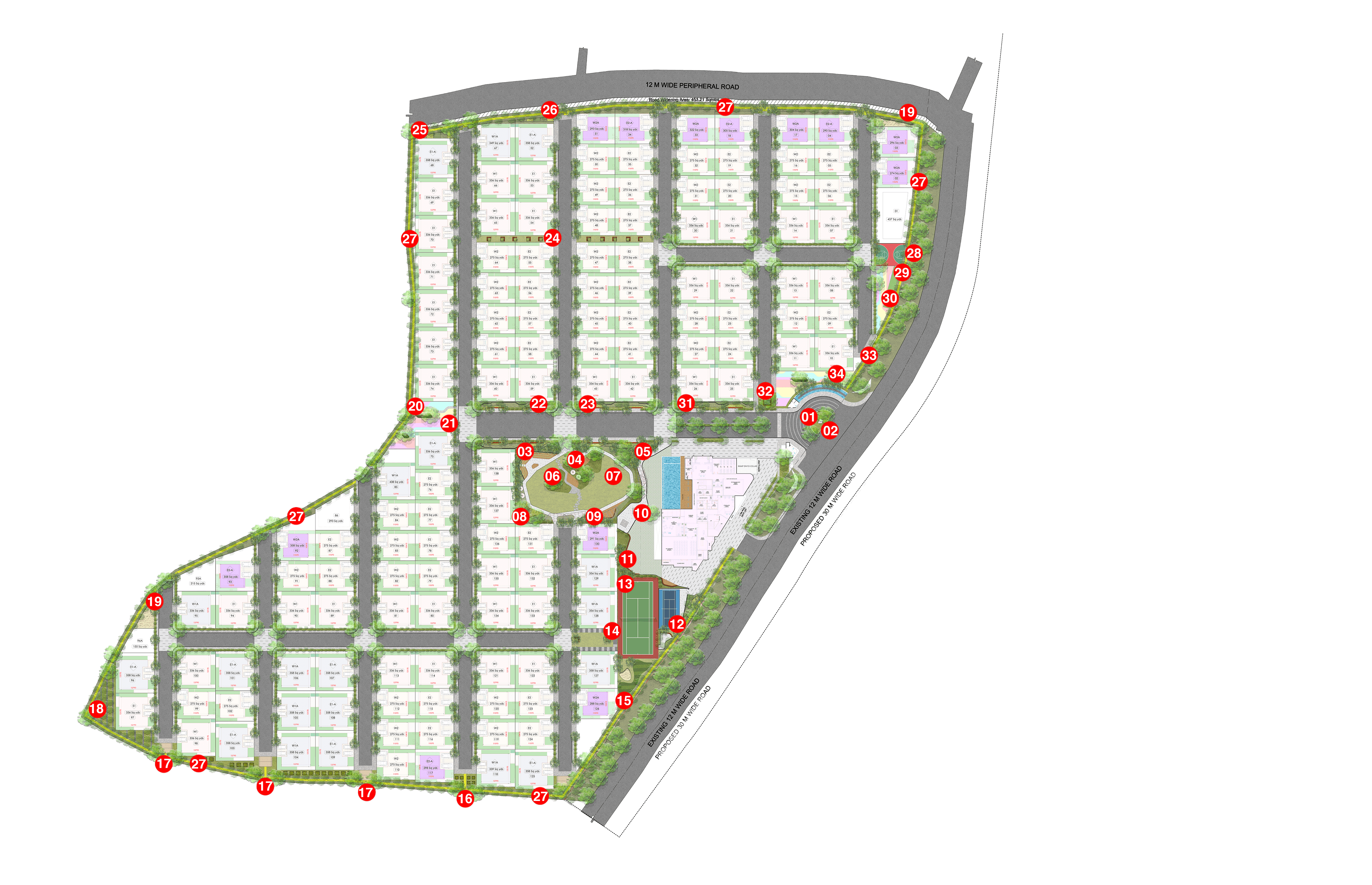 Masterplan aerial render of Roots by Ramky